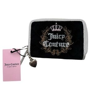Juicy Couture Black and White Wallet with Crown Logo Double Zip
